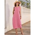 thumbnail image 5 of Women's Dresses Long Sundresses Plaid Striped Pockets Maxi Dress for Summer Casual Beach Vacation Red XL, 5 of 9