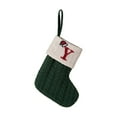 thumbnail image 1 of (2 Pack) Christmas Decorations Green Letter Knit Stocking with Embroidered Yarn Detailing for Holiday Cheer and Festive Gifting, 1 of 3