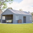 thumbnail image 4 of LZBEITEM 13x26 ft Heavy-Duty Modular Carport with 5-Zone Divider, Galvanized Steel Frame Portable Outdoor Garage PE Waterproof Cover, Roll-up Sidewall，Ventilated Windows, UV Snow Wind Proof, 4 of 16
