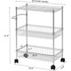 thumbnail image 3 of 3 - tier rolling metal kitchen cart on wheels: wire shelving con baskets, snack almacenamiento utility trolley con handles para kitchen, bathroom, oficina, laundry (silver), 3 of 6