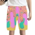 thumbnail image 2 of Summer Children's Boys' Stretch Waist Colorful Ice Cute Pattern Casual Baseball Shorts Five Pair Pants Soft Boys Shorts Beige 5-6 Years, 2 of 4