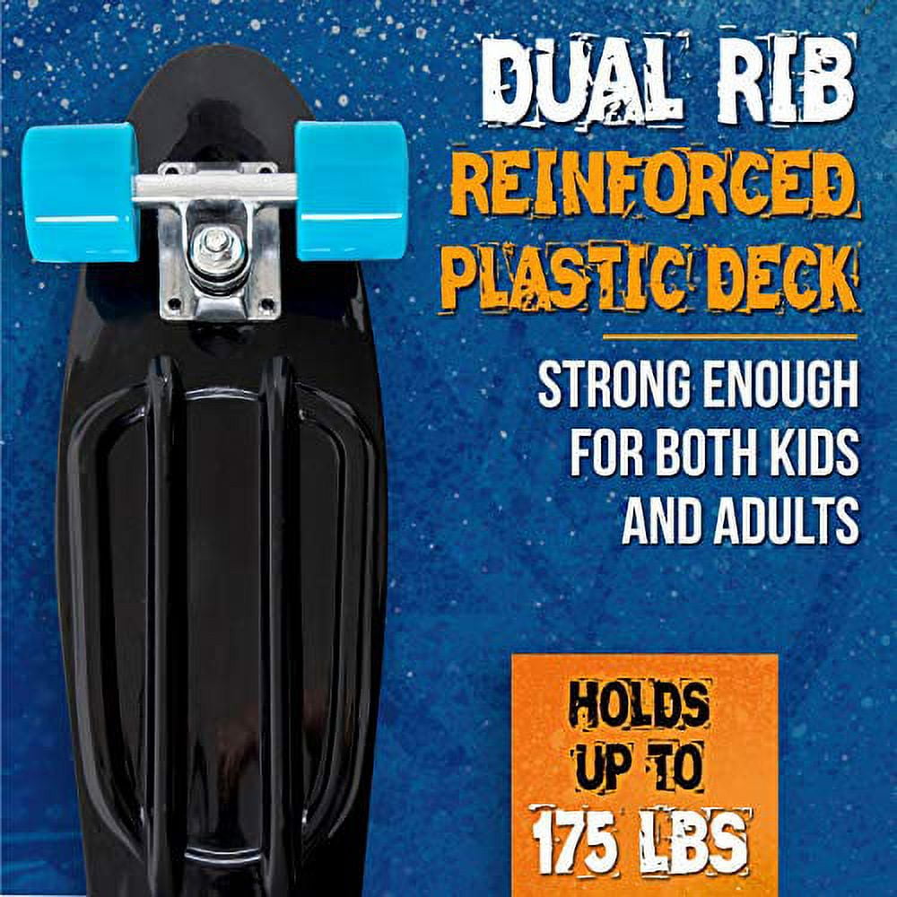 Flybar 22 inch Plastic Cruiser Skateboard, Non-Slip Deck, Boys and Girls Ages 6 and up, Black Camo