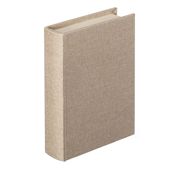 Vintiquewise 8" Classic Linen-Covered MDF Book Box Vintage-Style Decorative Storage Case for Keepsakes Jewelry Trinkets & Documents Elegant Home Decor Accent for Shelves Desks or Coffee Tables, Sand