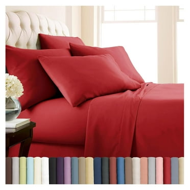Extra Deep Pocket King Sheet Set, 6-Piece Ultra-Soft Microfiber Bed Sheets with Oversized Flat and 21" Deep King Fitted Sheets, 4 Pillowcases, Chili Pepper Red