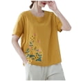 thumbnail image 1 of Camisas de Manga Corta para las Mujeres Blusas de Cuello Redondo con Botones Casuales, Camisa de Verano de Moda para Diarios Y Fiestas, 1 of 6