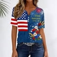 thumbnail image 5 of Women’s Short Sleeve V Neck Top with Butterfly and Star Print Casual Loose Fit T Shirt for Everyday Wear Lightweight Pullover Blouse Blue L, 5 of 7