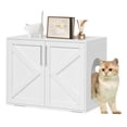 thumbnail image 1 of Mueble multifuncional para gatos – Caja de arena escondida de madera blanca – Puertas dobles, orificios de ventilación, entrada especial, compatible con la mayoría de bandejas de arena – Color: White, 1 of 6