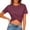 #515-Wine, variant on Haivin Women's Knotted Crop Top, Solid Color Short Sleeve Round Neck with Backless Design, Casual for Daily Wear and Party