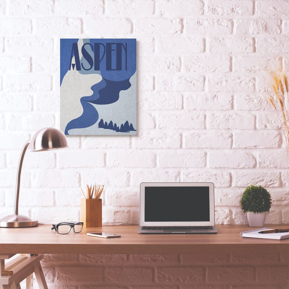 Stupell Industries Aspen Abstract Blue Mountain Design Canvas Wall Art by Daphne Polselli
