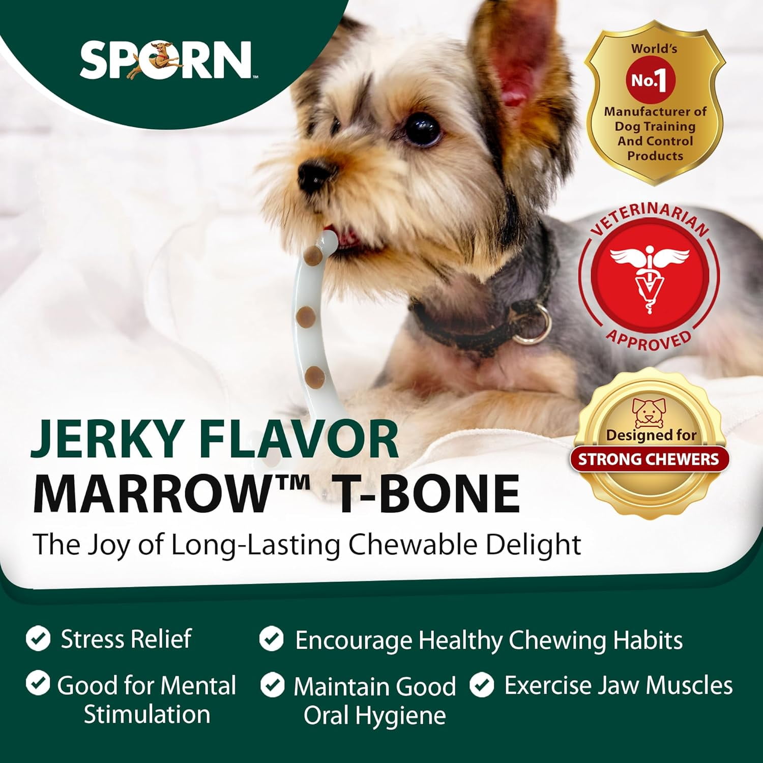 Sporn Durable T-Bone Marrow Dog Chew Bones for Aggressive Chewers