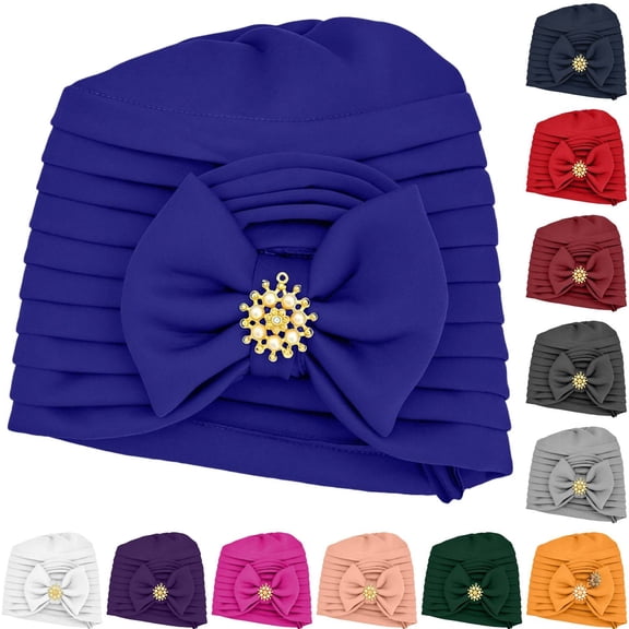 HuangHuanChen Beanie Turbans for Women Stretchy Soft Turban Head Wraps for Women Sleep Hats Soft Cancer Headwear Elastic Chemo Hats for Women with Hair Loss Solid Color Ethnic Hat Baotou Hat