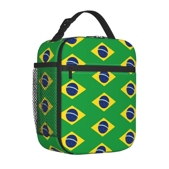 Insulated Lunch Bag Flag Of Brazil Reusable Lunch Box for Men Women