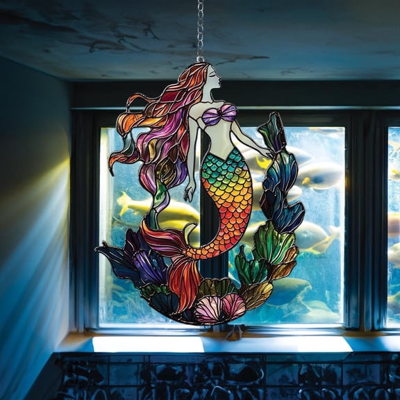 Enchanted Mermaid Acrylic Suncatcher fullxfull Under the Sea Window Hanging