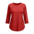 thumbnail image 7 of TGSLY Women's Crew Neck 3/4 Sleeve Tops Dressy Casual Buttons on Raglan Seams Solid Color Tunic Blouses Loose Fit Curved Hem T-Shirts XL, 7 of 7