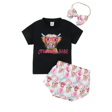 

Toddler Boys Girls Short Sleeve Cartoon Printed T Shirt Tops Shorts Headbands Outfits Baby Girl Leggings 3-6 Months