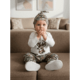 thumbnail image 5 of Caoirhny Baby Boys 3PCS Outfit Sets Long Sleeve Crew Neck Elk Embroidery Romper Camouflage Pants Hat, 5 of 9