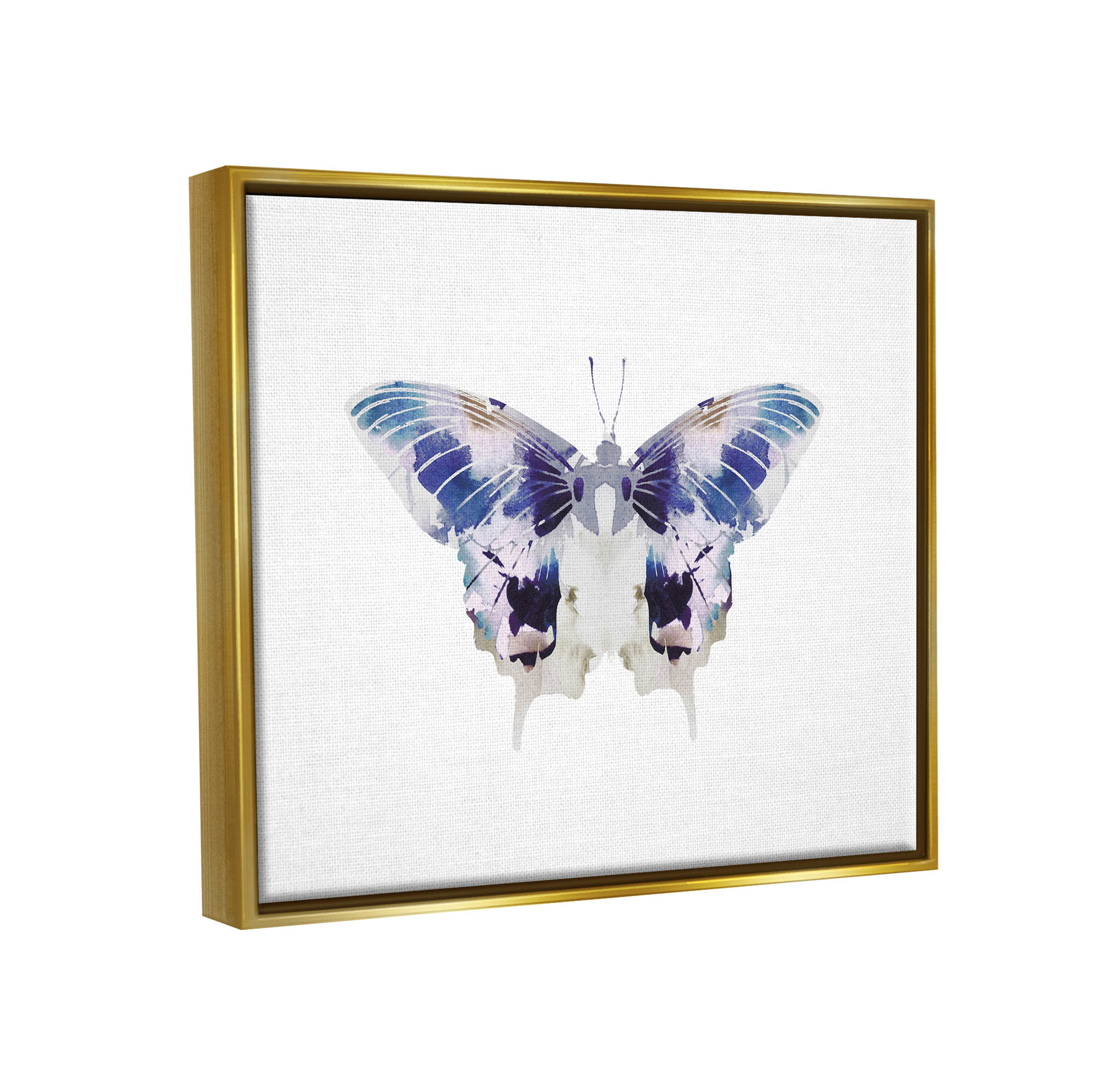 Stupell Industries Vivid Purple Butterfly Insect Graphic Art Metallic Gold Floating Framed Canvas Print Wall Art, Design by Leah Straatsma