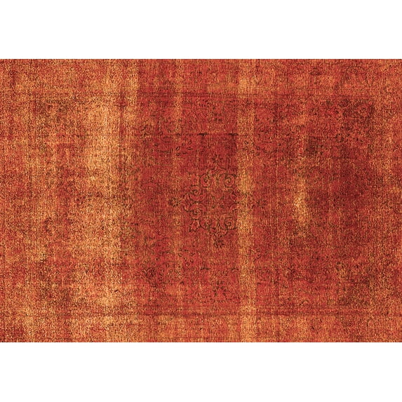Ahgly Company Indoor Rectangle Oriental Orange Industrial Area Rugs, 6' x 9'