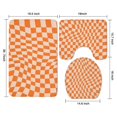 thumbnail image 3 of Orange and White Wavy Checkerboard Pattern Bathroom Rugs Sets 3 Piece,Toilet Cover Set,Absorbent Non Slip Bathroom Mats Sets with U-Shaped Contour Rug Toilet Rug Set, 3 of 5