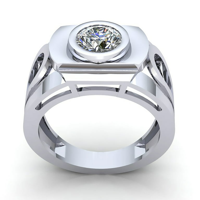Men's 3 Carat Round Natural Diamond Solitaire Ring
