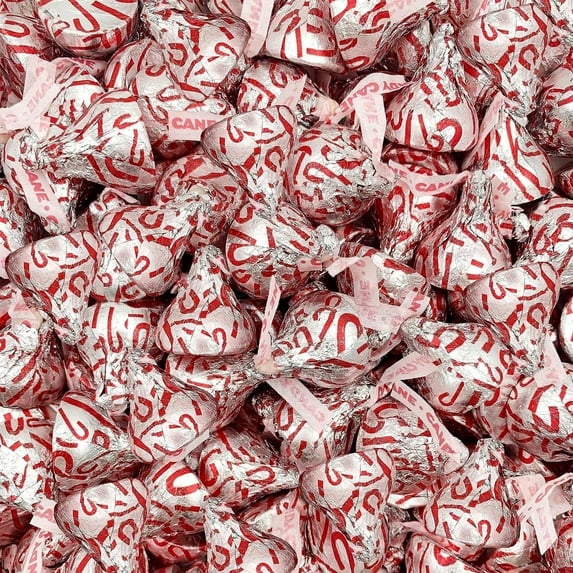 Candy Cane Kisses – Holiday Mint White Chocolate Candy, 2 lb Bulk Bag – Individually Wrapped Striped Peppermint Bits