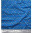 thumbnail image 1 of Soimoi Blue Silk Fabric Leaves & Heart Print Sewing Fabric Yard 42 Inch Wide, 1 of 3