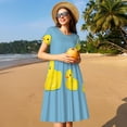 thumbnail image 4 of Xecao Mignon Canard pour Femmes Été Robe Midi à Manches Courtes avec Poches Robe Décontractée Fluide T-Shirt Robe de Plage, 4 of 6