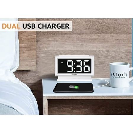 Housbay Digital Alarm Clocks For Bedrooms Handy Night Light Large Numbers With Display Dimmer Dual Usb Chargers 12 24hr Outlets Powered Compact Clock For Nightstand Desk Shelf Walmart Canada