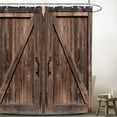 thumbnail image 2 of Barn Door Rustic Bathroom Shower Curtain 72W by 72H Inch Farmhouse Brown Wood Wooden Country Vintage Rural Polyester Fabric 12 Plastic Hooks Waterproof Decor, 2 of 6