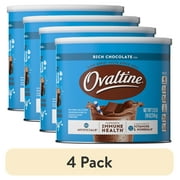 (4 pack) Ovaltine Rich Chocolate Drink Mix Powdered Drink Mix for Hot and Cold Milk, 18 oz