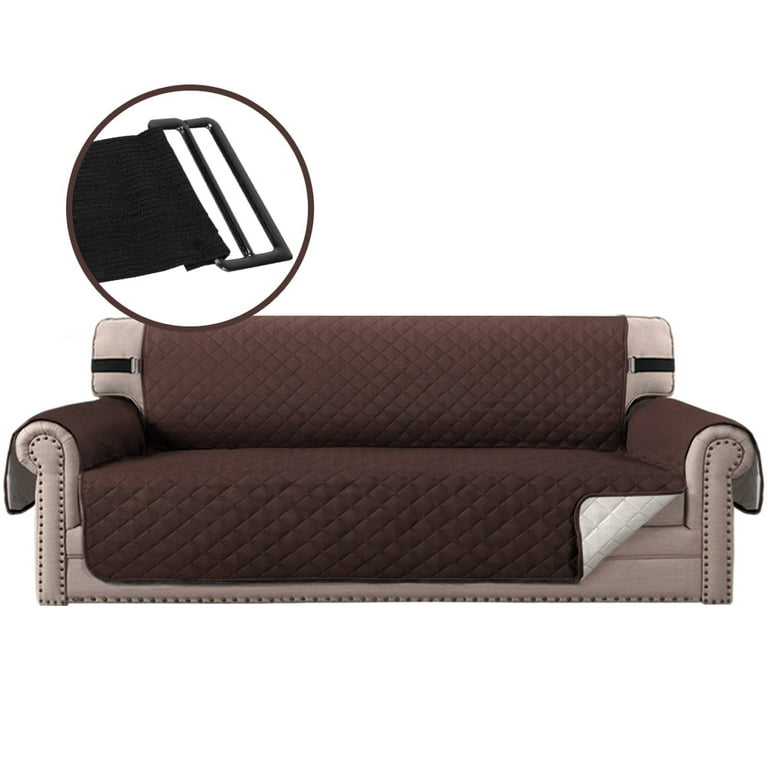 RHF Couch Cover Anti-Slip Sofa Covers for Leather Sofa Couch Covers for 3  Cushion Couch Sofa Furniture Protector Couch Cover for Dogs Pets Kids Sofa  Slipcover with Elastic Straps (Sofa: Chocolate) 