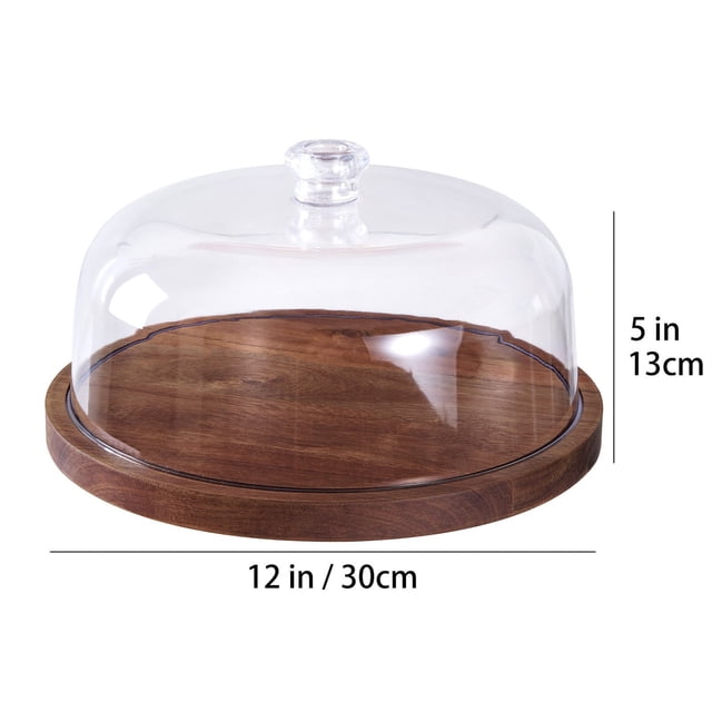 Acrylic Display Stands Cake Tray Wooden Box Display Rack with Transparent Acrylic Cover, Suitable for Dessert Tray Dustproof Glass Cover