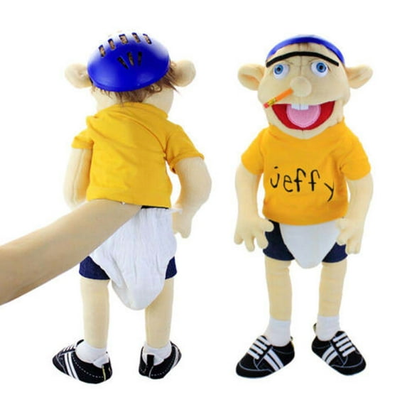 60cm Jeffy Plush Toy Cosplay Jeffy Hat Hand Puppet Game Stuffed Doll Kids Gifts