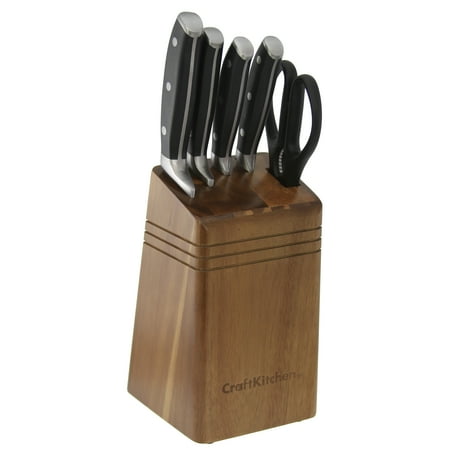 

CraftKitchen 6pc Triple Rivet Prep Cutlery Block Set with Acacia Wood Block