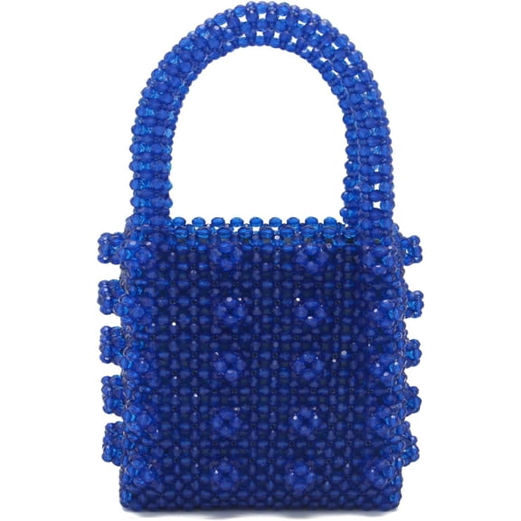 CAILDANL Womens Beaded Handbags Handmade Weave Crystal Pearl Tote Bags
