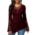 thumbnail image 1 of Gvmfive Women Lace Long Sleeve Asymmetric Tops Blouse, 1 of 5