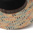 thumbnail image 5 of Karymi Running Hat Two-Tone Contrast Speckled Mix Woven Straw Sun Hat with Ethnic PatternBand, Solid Dome Crown Wide Floppy Brim Boho Style Beach Hat Derby Hat, 5 of 6