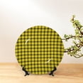thumbnail image 6 of Balery Yellow Checkered Plaid Print Bone China Decorative Plate Ceramic Dinner Plates Art Crafts with Display Stand-10in, 6 of 6