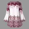 thumbnail image 3 of Frostluinai Women Summer Tops Plus Size Tank Top Floral Print Casual Flare Lantern Long Sleeve Keyhole T-Shirt Blouse, 3 of 4