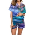 thumbnail image 1 of Jamicy Pyjama Doux pour Femmes Mode Décontractée Imprimé Manches Courtes Col à Revers avec Shorts Ensemble de Pyjama Confortable et Ample pour la Maison, 1 of 4