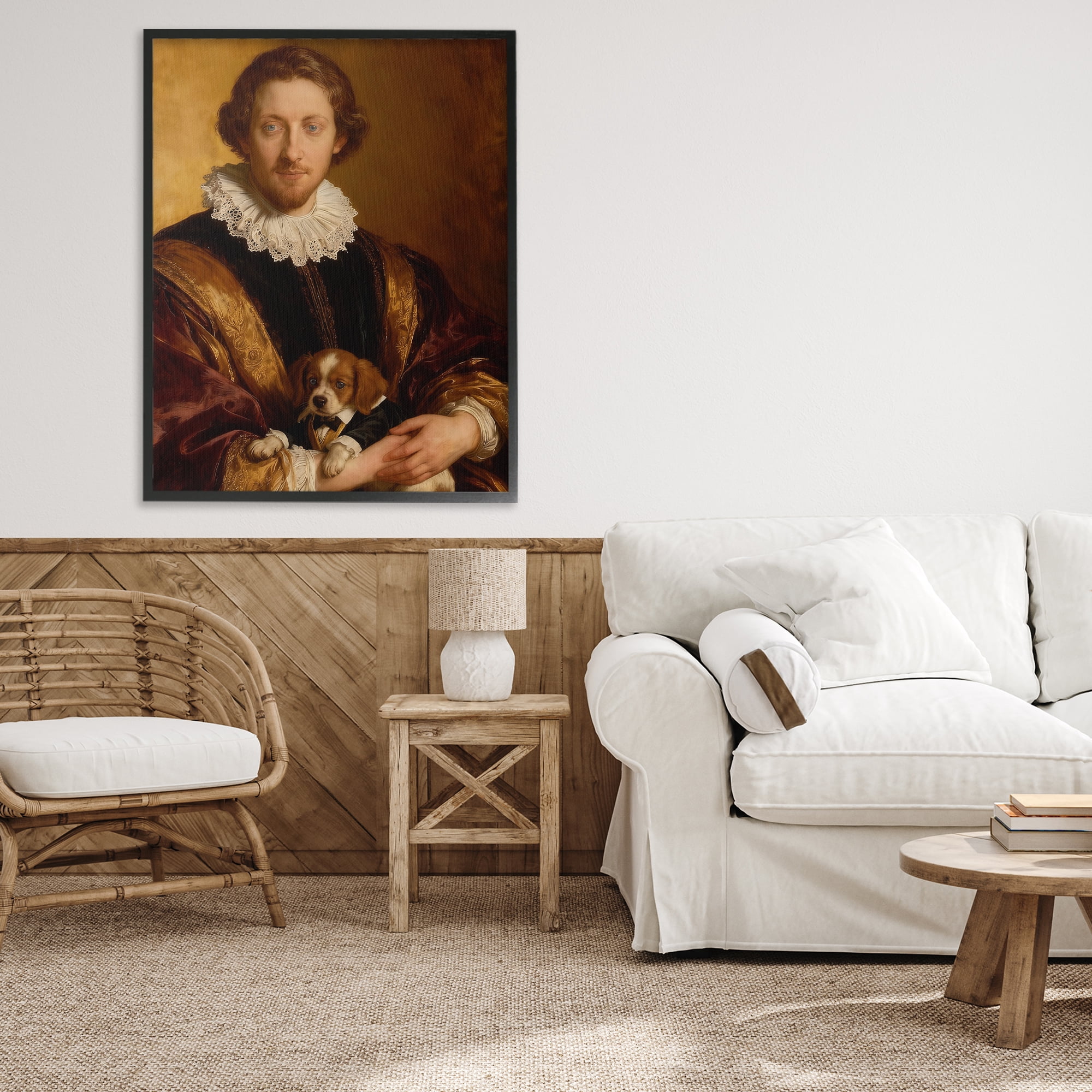 Stupell Industries Renaissance Noble with Loyal Companion Black Framed Giclee Art, design by CAD Designs