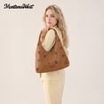 thumbnail image 3 of Montana West Hobo Bag Purses for Women Soft Slouchy Shoulder Handbags Tote with Pouch, Flower Cut-out Light Brown, 3 of 7