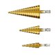 thumbnail image 1 of 3pcs Step Countersink Drill Bit, Triangle Tapered Titanium Countersink Drill Bit, 4-12/20/32mm, Hss Stainless Steel Metal, For Screwdriver Drilling On, 1 of 3