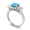 thumbnail image 2 of Clara Pucci 14K White Gold 1.97ct Turquoise Three-Stone Ring for Women, 2 of 8