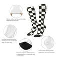 thumbnail image 3 of Sikiie Black and White Checkerboard Knee Socks, High Socks Long Stretchy Sock Women Knee High Stocking, Long Socks for Women, 3 of 6