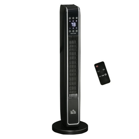 HOMCOM Portable Electric Tower Heater - Oscillating Space Heater with Remote, Timer & 3 Heat Settings - 1500W, Black