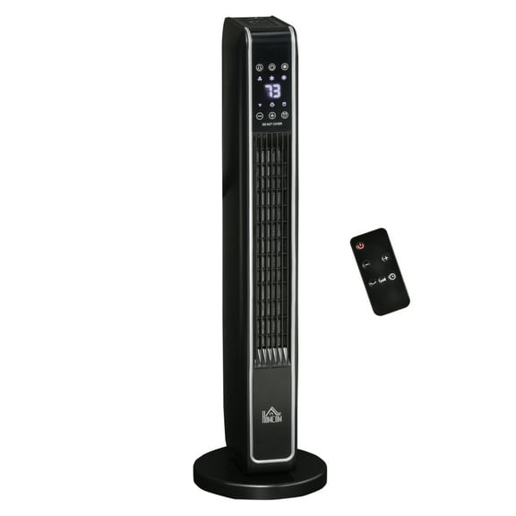 HOMCOM Portable Electric Tower Heater - Oscillating Space Heater with Remote, Timer & 3 Heat Settings - 1500W, Black
