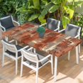 thumbnail image 2 of Orange Abstract Table Cloths for 6 Foot Rectangle Tables, Vintage Geometric Gradient Oil Painting Modern Patio Waterproof Elastic Fitted Tablecloths, Washable Rectangular Table Cover for Camping, 2 of 8