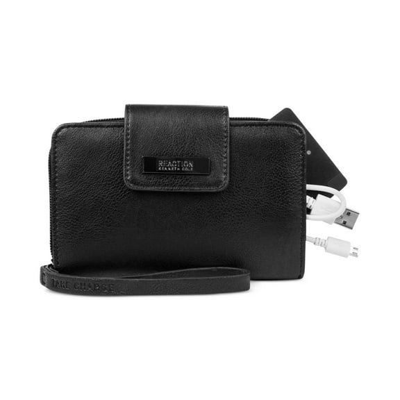 Kenneth Cole Reaction Never Let Go Tech Tab Wristlet Wallet Black ONE SIZE
