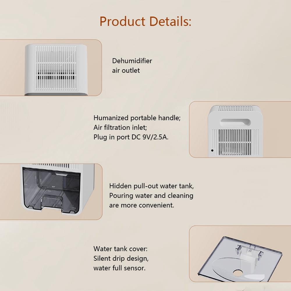 Dehumidifier for Home, 51 oz Water Tank, 1000 sq.ft Dehumidifier for Room Bedroom, Quite with Auto Shut Off